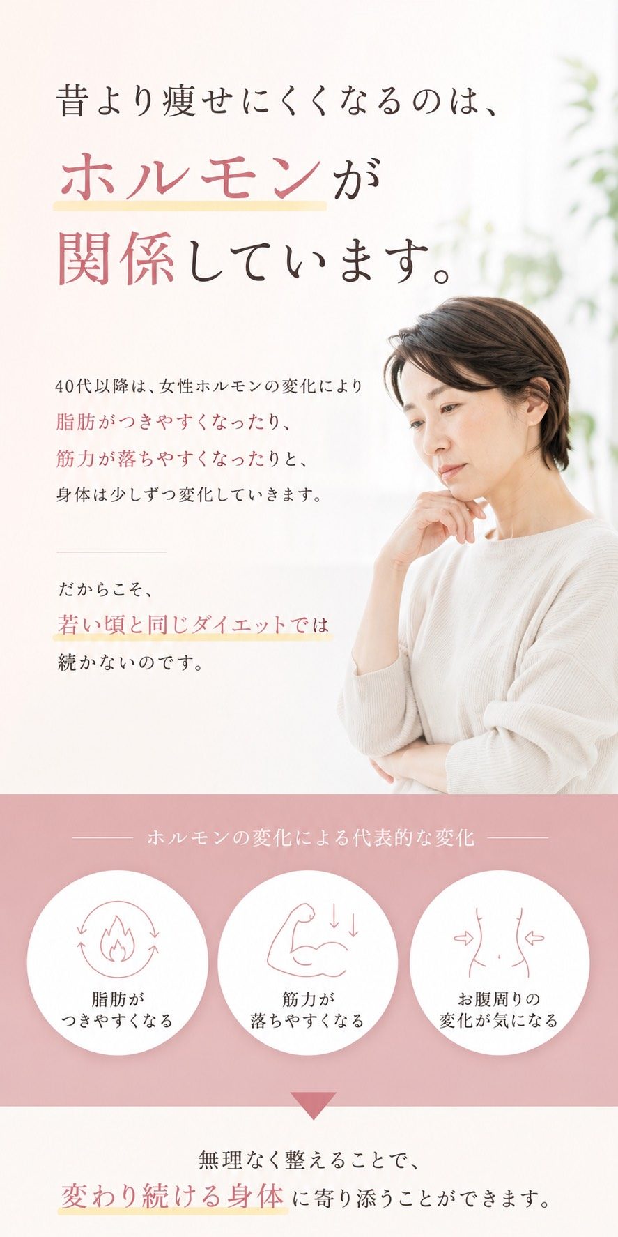 昔より痩せにくくなるのはホルモンが関係しています